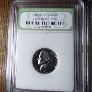 5 gem proof uncirculated nickel coin slab set of  proof nickels.